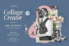 an advertisement for vintage collage creator vol ii featuring a man with a gas mask