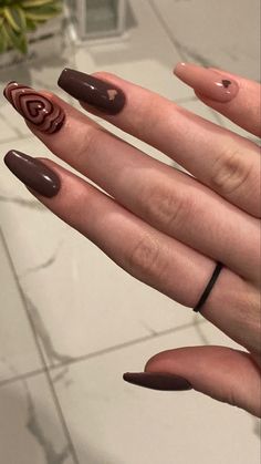 Red Hoco, Brown Nail, Grunge Nails