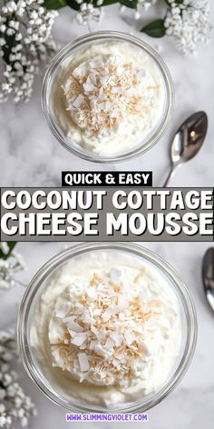 Enjoy a tropical twist with this Coconut Cottage Cheese Mousse—a creamy and delicious dessert that's perfect for fall. Save this pin for a quick and cozy treat that transports you to paradise! Sweet Dinner Ideas Healthy, Lemon Cottage Cheese Pudding, Cottage Cheese And Cheesecake Pudding, Healthy Dessert With Cottage Cheese, Cottage Cheese Cheesecake Healthy, Low Carb Cottage Cheese Desserts, Bariatric Cottage Cheese Recipes, Easy Light Desserts Simple, Cottage Cheese Mousse Recipe