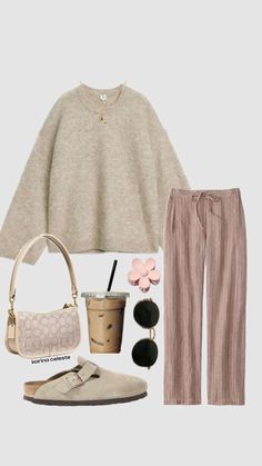 Simple And Comfy Outfits, Comfy Stylish Shoes, Costal Fall Outfit, Neutral Comfy Outfit, Beige On Beige Outfit, Coastal Outfit Ideas, Summer Teaching Outfits, Winter Coastal Outfit, Comfy Casual Work Outfits