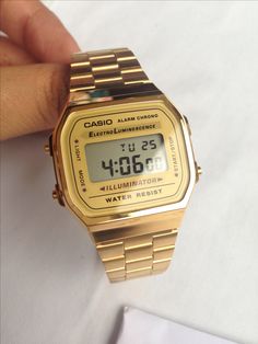 Casio watch gold http://neonwatch.tumblr.com/post/101744918811/great-deal-on-the-vaporware-golden-casio-at Omega Seamaster Deville, Casio G Shock Watches, Watch Companies, Casio G Shock, Omega Seamaster