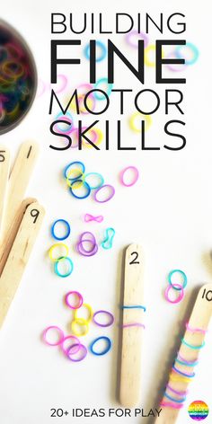 the cover of building fine motor skills for kids, with wooden dows and beads