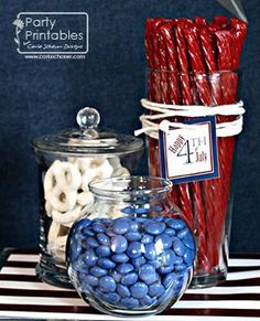 a pinter's page with blue and white candy