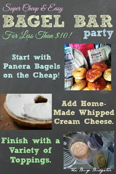 an advertisement for bagel bar with instructions on how to bake and make them