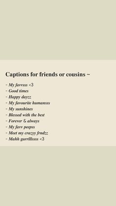 the words captions for friends or couns are in black and white letters