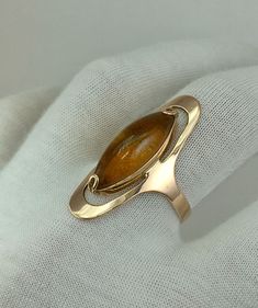 USSR Vintage Original Rose Gold Ring with Natural Baltic Amber 583 14K Riga 1978 | eBay Hallmarked Modernist Yellow Gold Jewelry, Modernist Hallmarked Yellow Gold Jewelry, Modernist Hallmarked 14k Gold Jewelry, Art Deco Gold Cabochon Ring, Gold Art Deco Ring With Cabochon, Vintage 14k Gold Cabochon Ring, Collectible Yellow Gold Rings With Polished Finish, Collectible Polished Yellow Gold Rings, Art Deco 14k Gold Cabochon Ring