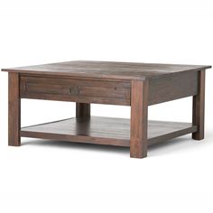 Distressed Charcoal Brown | Monroe Square Coffee Table Rustic Square Coffee Table, Antique Brass Pulls, Square Wood Coffee Table, Colored Furniture, Multipurpose Table, Coffee Table With Drawers, Storage Table, Square Coffee Table, Rustic Coffee Tables