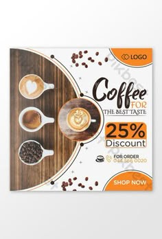 a coffee advert with two cups of coffee on the table