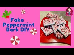 fake peppermint bark diy on a red plate