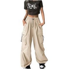 Womens Cargo Pants Baggy High Waisted Sweatpants Casual Wide Leg Pants Fashion Streetwear Y2K Jogger Pants with Pockets Women's casual pant comfort and versatility with these elastic drawstring pants. Crafted with high-quality materials, these trousers offer a relaxed, stretchy fit that moves with you effortlessly. The breathable fabric keeps you cool and dry, making them perfect for lounging, holidays, or casual outings. With a high-waisted, mid-rise design and straight-leg silhouette, these pa Girls Streetwear, Casual Slacks, Women Cargo Pants, Baggy Cargo Pants, Womens Wide Leg Pants, Cotton Linen Pants, Cardigan Sweaters, Fleece Leggings