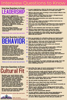 a poster with the words interview questions to know