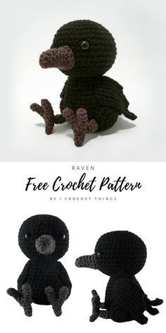 two crocheted stuffed animals sitting next to each other with the words free crochet pattern