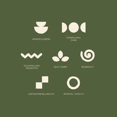 an image of different types of logos on a green background