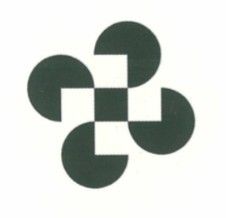 the logo for an art gallery, with three circles in black and white on a white background