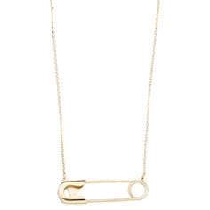 This 14k gold safety pin necklace is the perfect way to add something new and fun to your daily wardrobe. This 14k gold safety pin necklace is the perfect way to add something new and fun to your daily wardrobe. Chain length: 18 in. Chain type: cable Metal: 14k gold Finish: polished Packaging: boxed Please note, due to the high value of this item, a signature may be required upon delivery. Size: 18". Gender: female. Age Group: adult. Saftey Pin, Safety Pin Necklace, Safety Pin Jewelry, Pin Necklace, Pin Jewelry, Safety Pin, Chain Lengths, Chain Length, Gold Finish