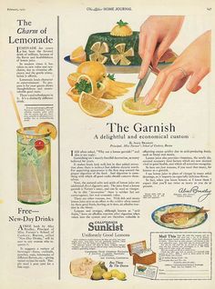 an advertisement for the garnish cocktail