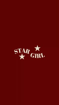 the star girl logo is shown on a dark red background, with white stars above it