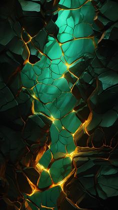 a cell phone with an image of rocks and lights in the background that appears to be cracked