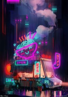 80s Illustration, Street Poster, 3d Karakter, Neon Cyberpunk, Anime Home, Neon City, Neon Noir, Illustration Anime, New Retro Wave