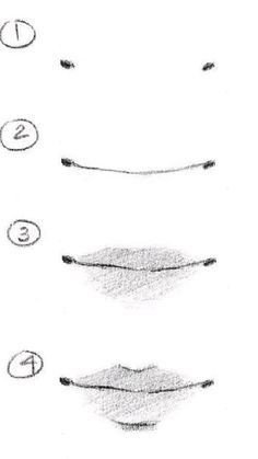 the steps to draw lips with pencils