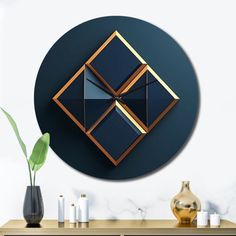 a wall clock with an abstract design on it