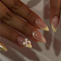 Super Cute And Stylish Ships In 5-10 Business Days Golden Nails, Cute Simple Nails, Girly Acrylic Nails, Her Nails, Almond Nails Designs, Really Cute Nails, Trendy Nail, Ideas Nails, Yellow Nails