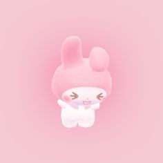 a pink wallpaper with a cute little bunny on it's face and ears