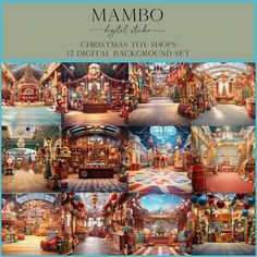 christmas toy shops digital background set for mambo's holiday toyshops