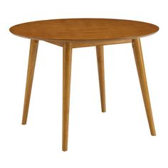 a wooden table with two legs and a small round top on the bottom, against a white background