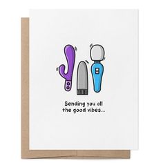 a greeting card with an image of two toothbrushes and a cactus on it