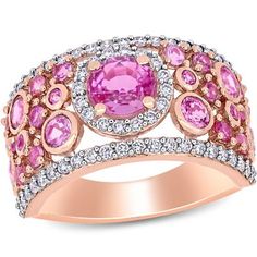 Gold Gemstone Rings, Pantene Gold Series, Pink Sapphire Diamond Ring, Sapphire Side Stones, Pink Sparkles, Circle Diamond, Bezel Set Diamond, Diamond Settings, Rose Gold Metal