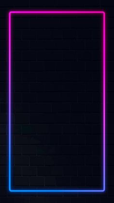 a neon frame against a dark brick wall