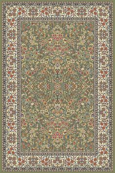 Ancient Garden 57078-4444 Green/Ivory Indian Carpet Design, Ancient Garden, Motifs Art Nouveau, Indian Carpet, Sophisticated Color Palette, Persian Rug Designs, Dynamic Rugs, Mac Wallpaper, Persian Carpets