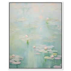 a painting with water lilies on the surface