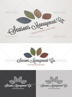 seasons management logo design with leaves and letters - nature logo templates on behance