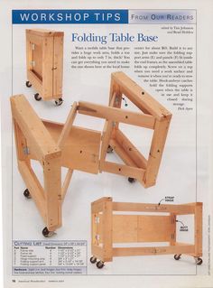 an article in a magazine about folding table base