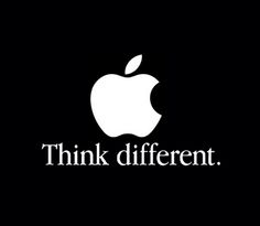 an apple logo with the words think different in white letters on a black background,