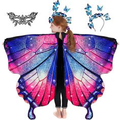 PRICES MAY VARY. Butterfly Wings for Halloween: The new version of the butterfly shawl costume has a brighter color design. The pretty butterfly wings cape will make your girls look so cute as a butterfly and a focus one of Halloween party Premium Material: Butterfly costume is made of 100% soft chiffon polyester fabric which is a lightweight, soft, breathable, comfortable and colorfast material. The Butterfly Wings Shawl is 53 x 43 inches and fits kids ages 5-16. One size fits all kids Rich Acc Butterfly Costume Halloween, Girls Butterfly Costume, Wing Cape, Adult Fairy Costume, Fairy Costume Women, Pixie Costume, Butterfly Wings Costume, Adult Women Halloween Costumes, Halloween Wings