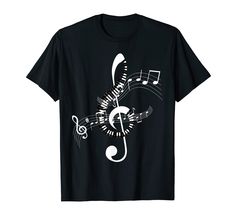 a black t - shirt with musical notes on it