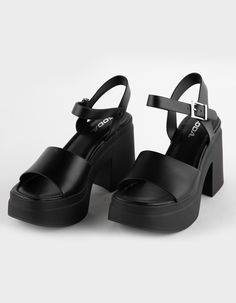 SODA Hattie Womens Platform Dress Sandals - BLACK | Tillys Trendy Heels With Buckle Closure For Day Out, Chunky Black Sandals, Flannel Sweatshirt, Shoes Heels Classy, Lug Sole Boots, Black Platform Heels, Sandals Outfit, Heels Classy, Shoes Heels Wedges