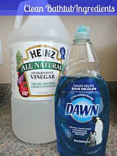 a bottle of dawn liquid next to a gallon of dishwasher detergent on a counter