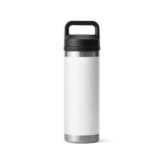 a white and black insulated water bottle on a white background with the lid up