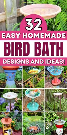 several different bird bath designs and ideas