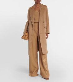 Elmi Camel Hair Coat in Brown - Max Mara | Mytheresa Camel Hair Coat, Georgette Tops, Summer Capsule Wardrobe, Cotton Midi Dress, Menswear Inspired, Wide Pants, Fashion Sale, Office Fashion, Party Fashion