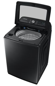 a black washer with the door open