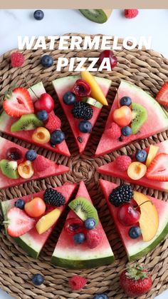 a platter filled with slices of watermelon, kiwis and berries