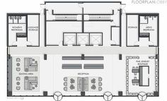 the floor plan for an office building with two floors and three different areas to each room