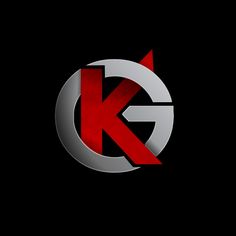 the letter k is made up of red and silver letters on a black background with an arrow