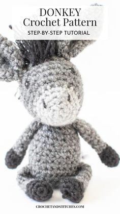 Donkey Crochet Pattern Donkey Crochet Pattern, Donkey Amigurumi, Crochet Donkey, Donkey Pattern, Summer Crochet Patterns Free, Crochet Farm Animals, A Donkey, Crochet Stitches Tutorial, Free Crochet Patterns