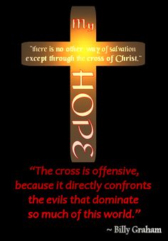 a cross with the words hope on it and a quote from billy graham about god